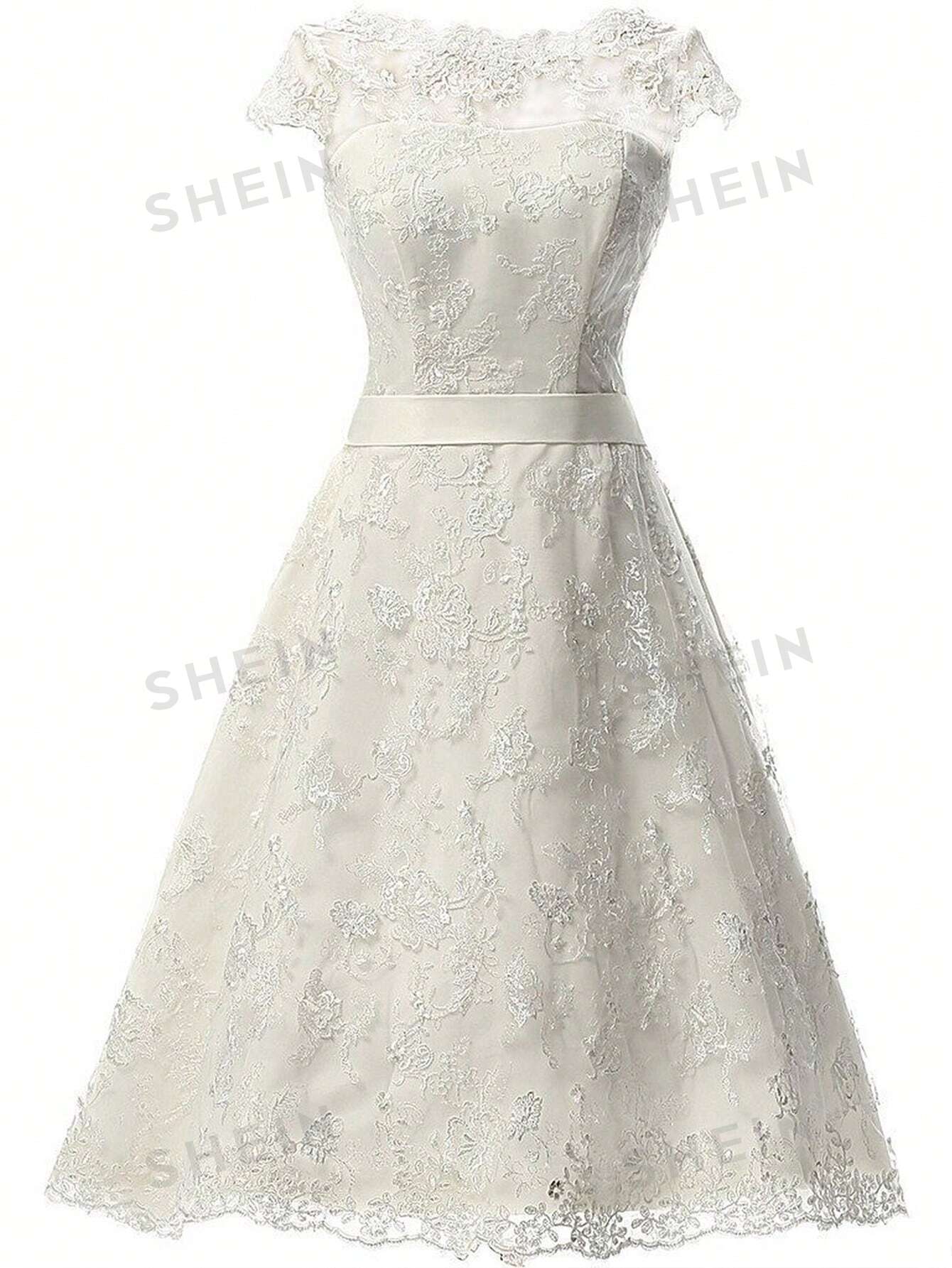 Элегантное кружевное лоскутное свадебное платье с застежкой на талии, бежевый свадебное платье