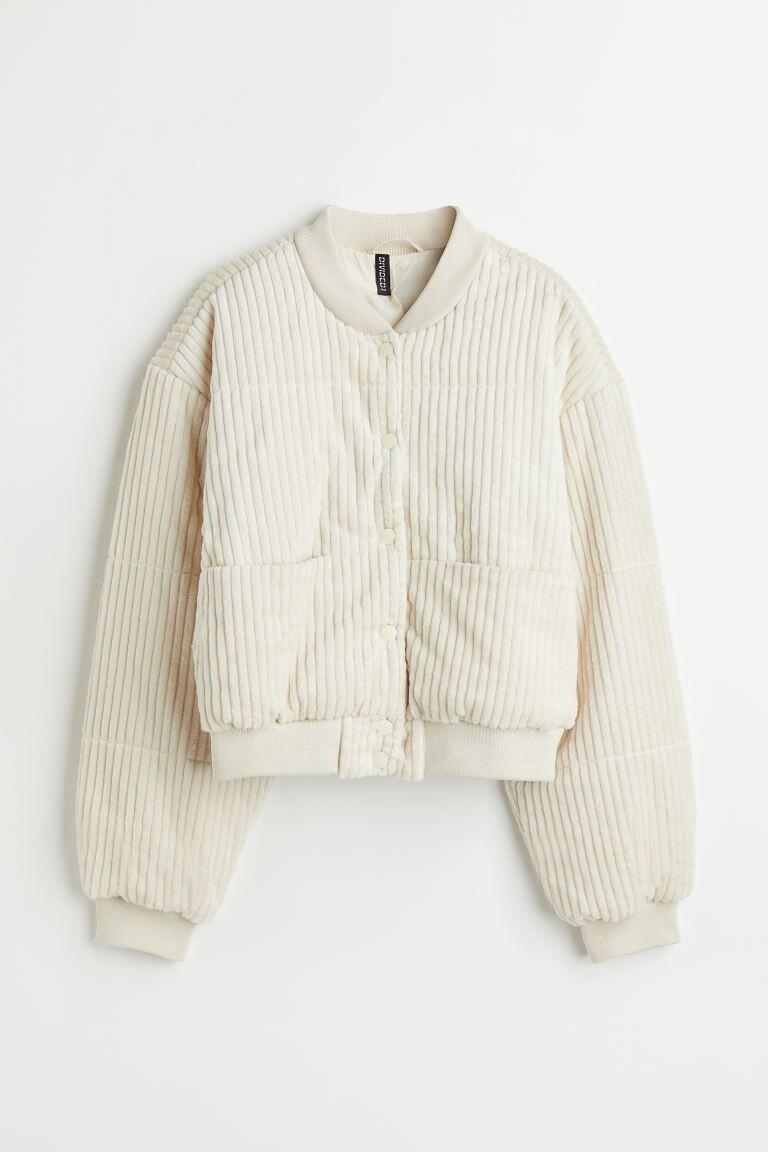 

Утепленная вельветовая куртка H&M, сливочный