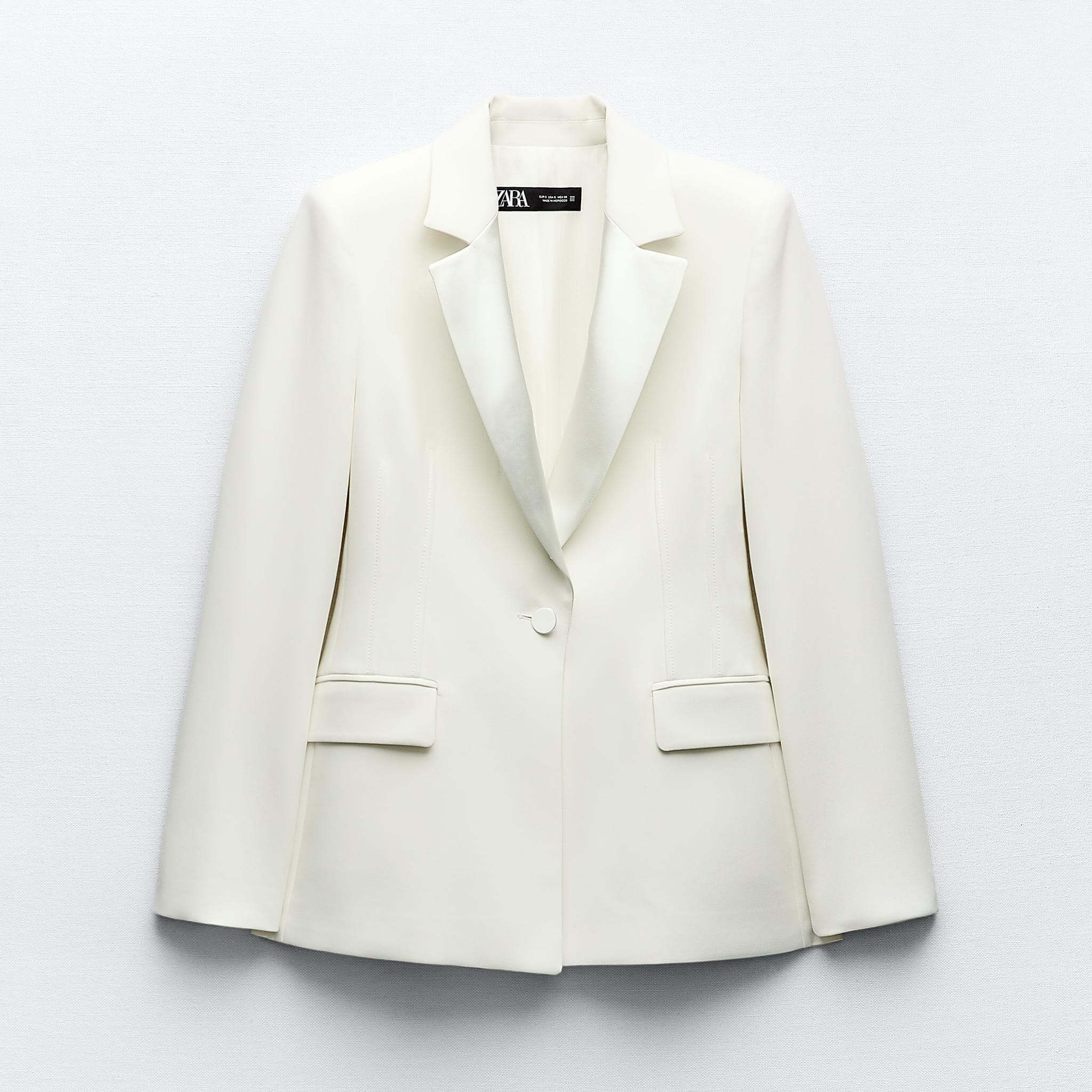 Блейзер Zara Shawl Collar, желтовато-белый куртка zara puffer technical желтовато белый
