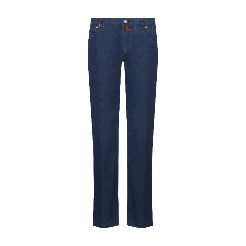 

Джинсы Kiton Straight Leg With Logo, темно-синий