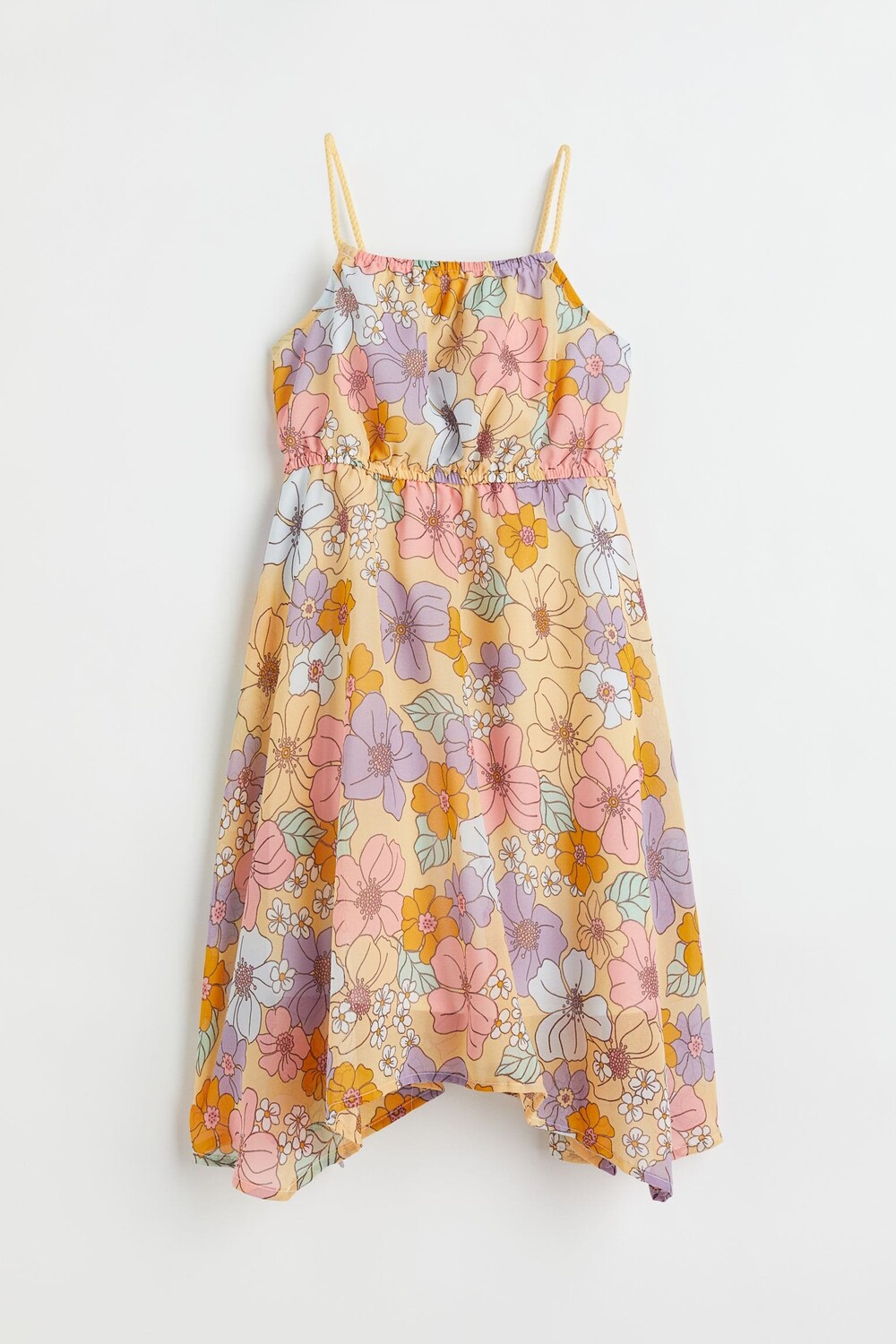 

Асимметричное шифоновое платье H&M Floral, светло-желтый
