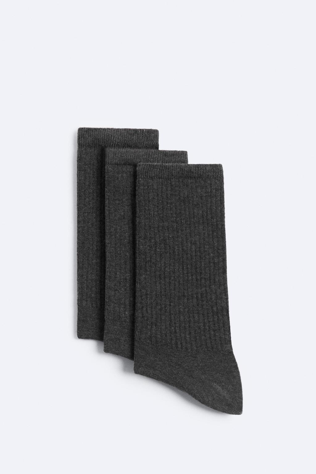 цена Набор из 3 носков в ребруску ZARA, серый