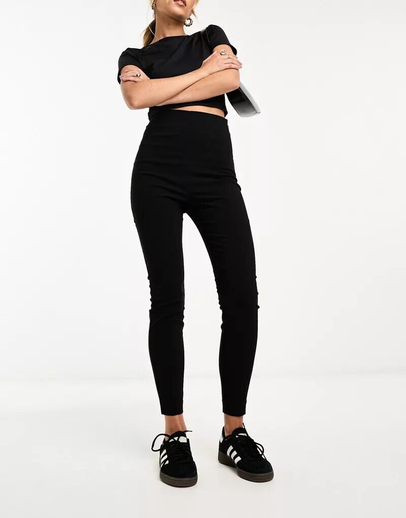 

Черные брюки скинни с завышенной талией ASOS