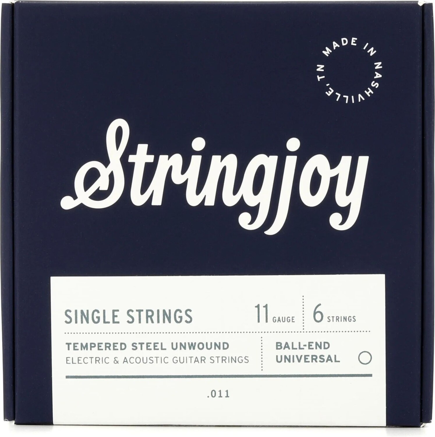 

Новые одинарные струны для электрической или акустической гитары Stringjoy с размоткой — .011 (6 шт.)