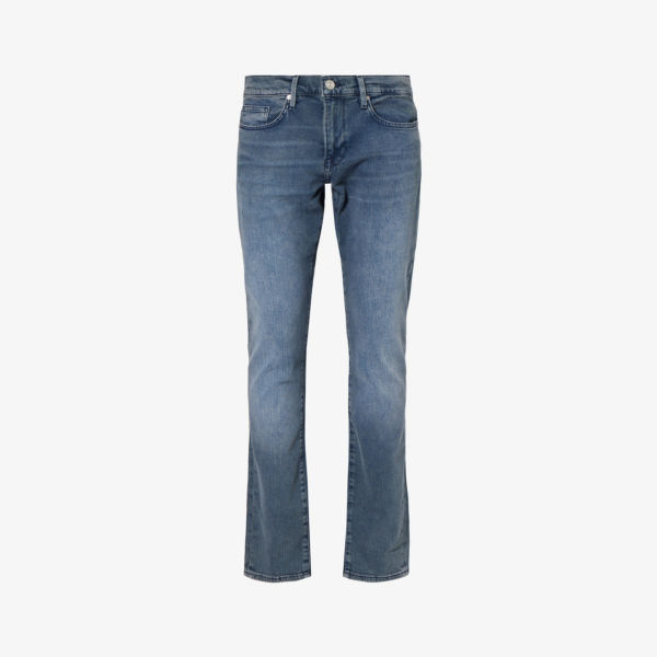 L'homme Slim прямые джинсы из эластичного денима с петлями для ремня Frame, цвет tokyo