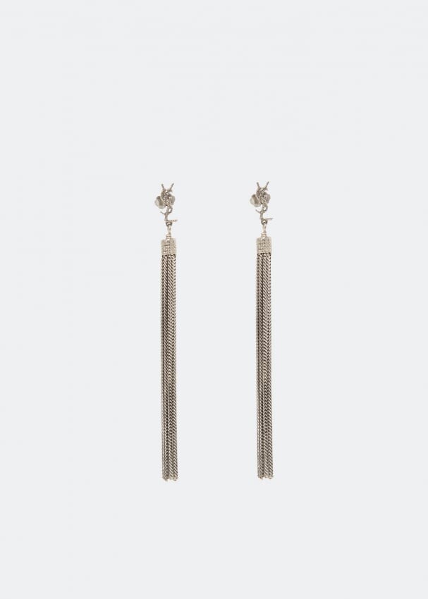 

Серьги SAINT LAURENT Monogramme earrings, серебряный
