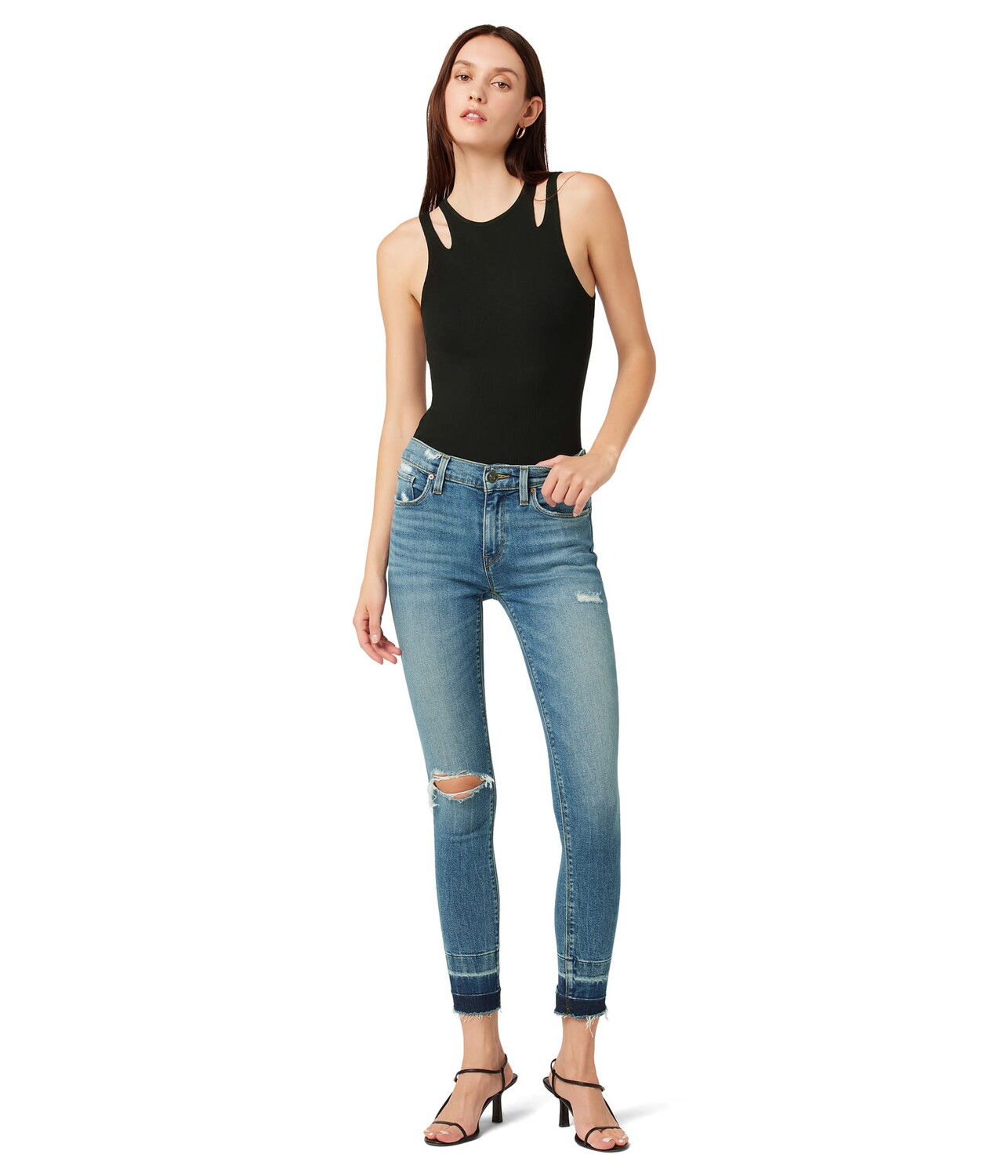 

Джинсы Hudson Jeans, Nico Mid-Rise Super Skinny Ankle in Roses