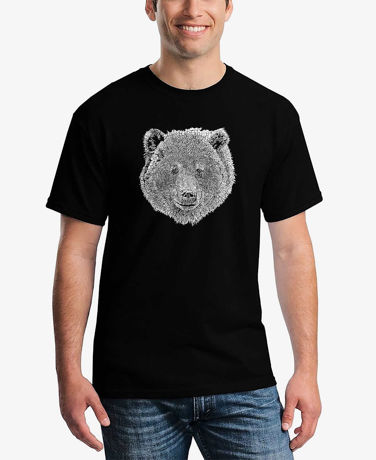 Мужская футболка с надписью word art bear face LA Pop Art, черный мужская футболка с бейсбольным регланом word art bear face la pop art мульти