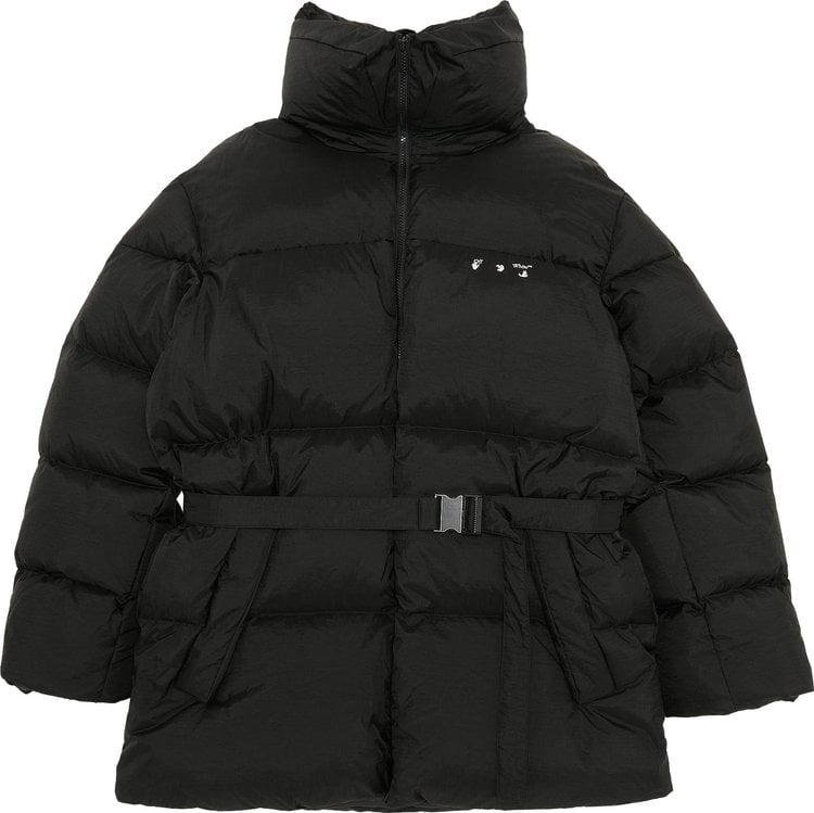 Пуховик Off-White Puffer Down Jacket 'Black/White', черный - фото