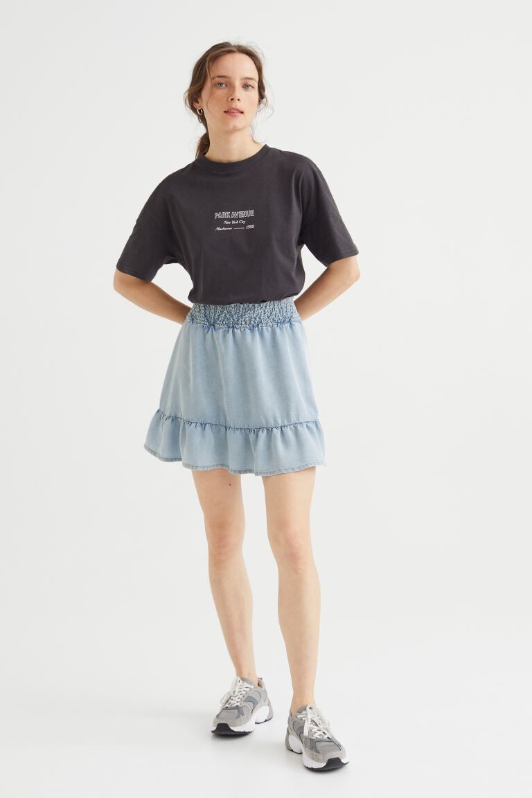 

Юбка со сборками H&M, светло-голубой деним