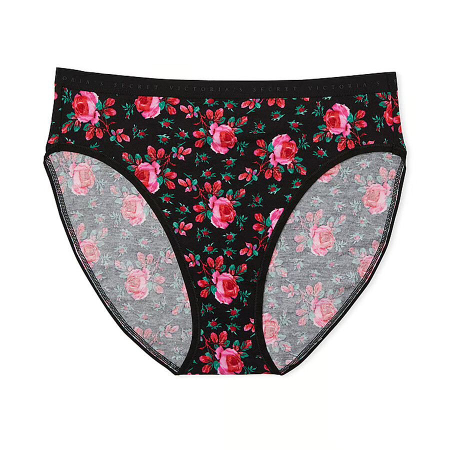

Трусы Victoria's Secret Stretch Cotton High-Leg Brief Classic, черный/розы