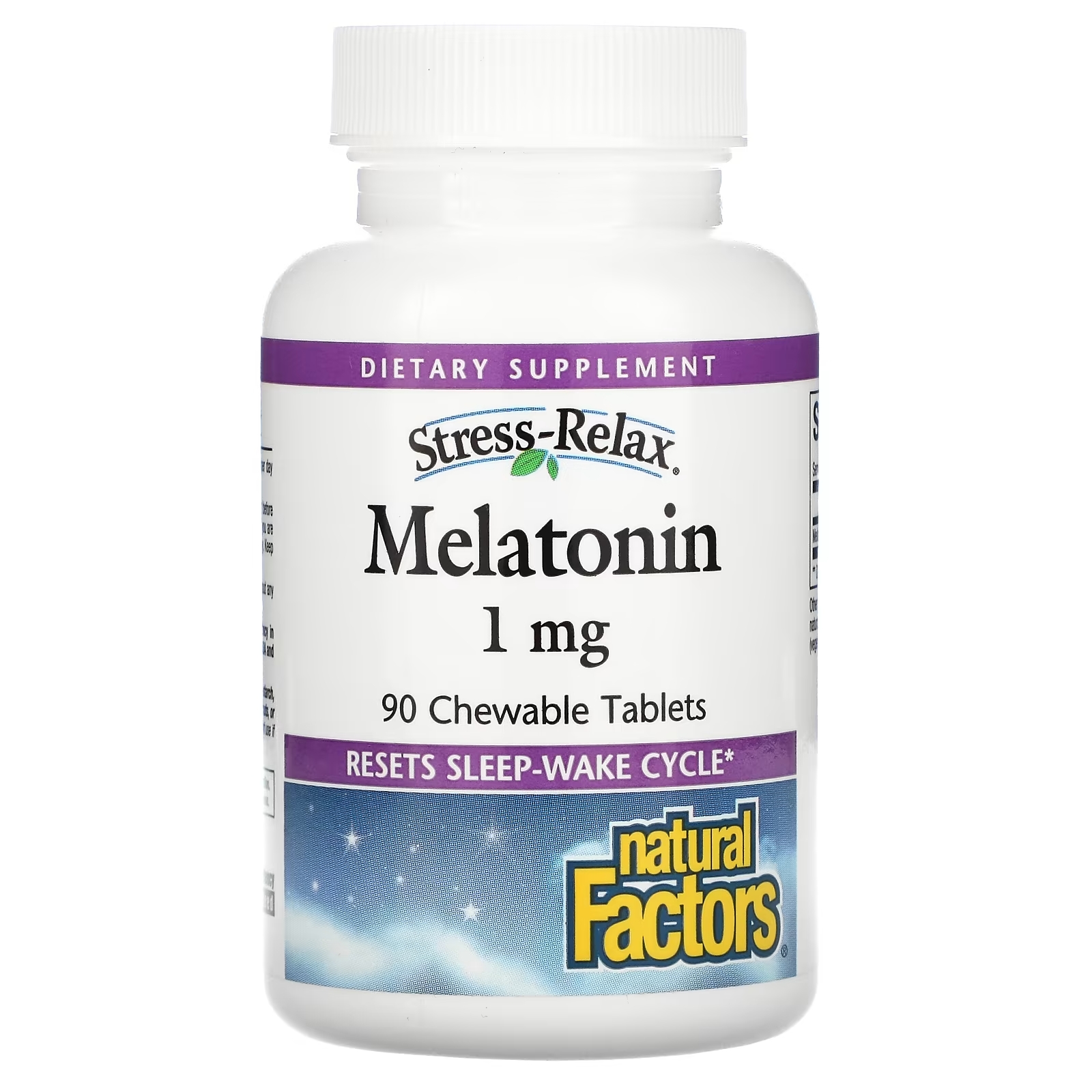 Natural Factors Stress-Relax мелатонин 1 мг, 90 жевательных таблеток пищевая добавка natural factors stress relax 120 жевательных таблеток