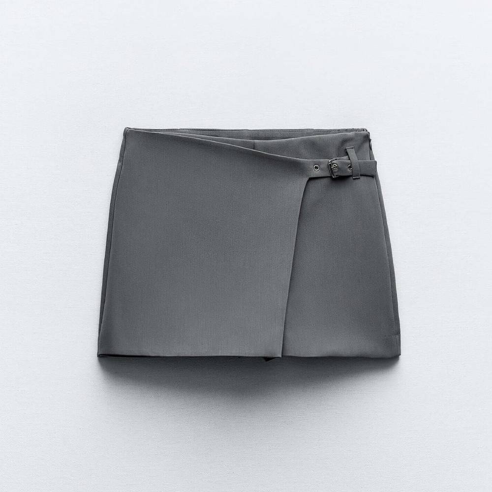 Юбка-шорты Zara Asymmetric, серый