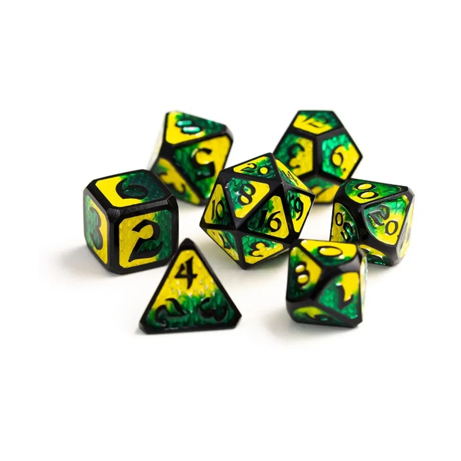 

Полиэфирный комплект Drakona Embers - Баку (7), Metal Poly Dice Sets (Die Hard Dice)