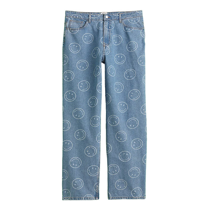 

Джинсы H&M Wide High +, светло-синий с рисунком