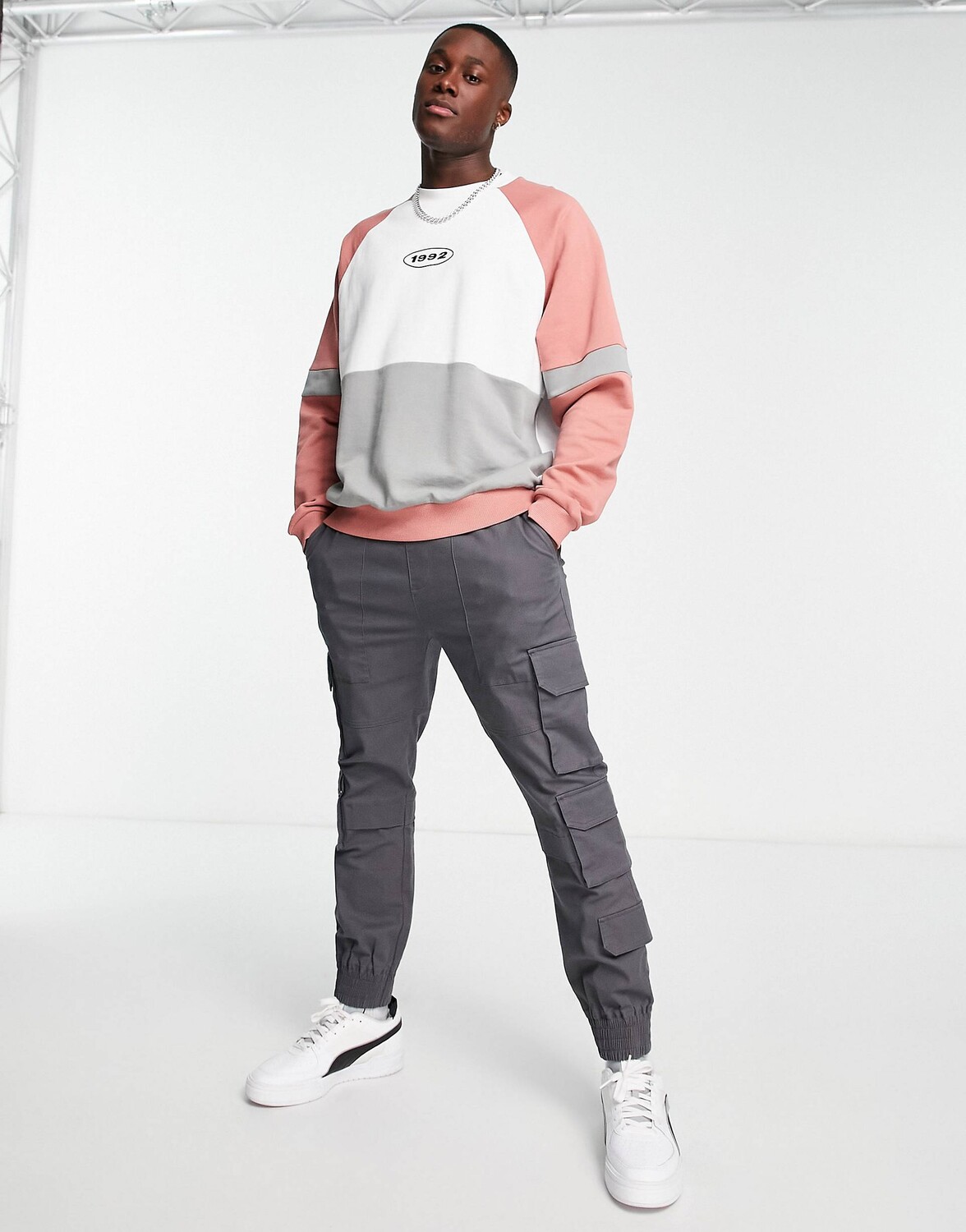 

Толстовка оверсайз в цветных блоках с текстовым принтом ASOS DESIGN