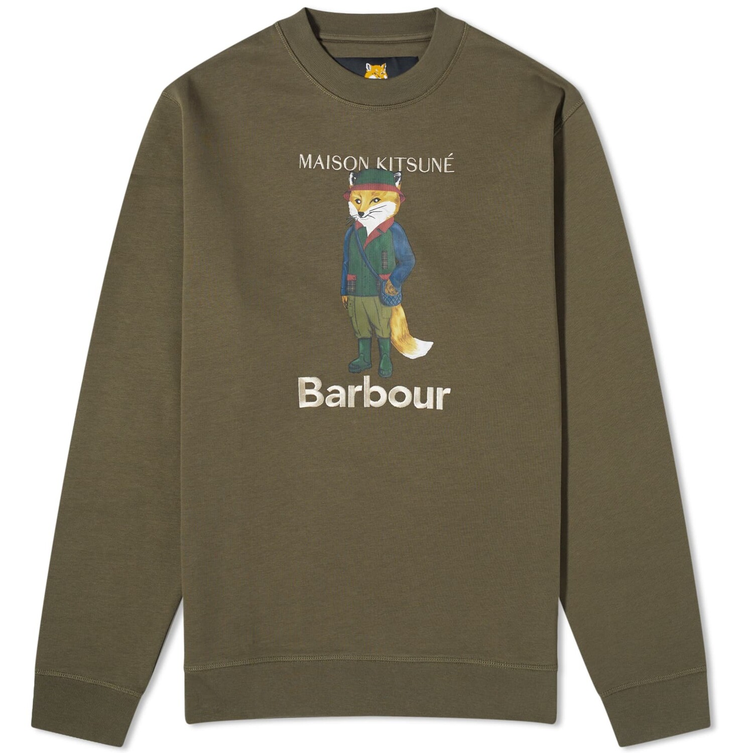 

Свитшот Barbour х Maison Kitsune Beaufort Crew, серовато-зеленый