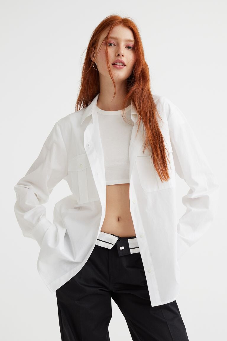 

Рубашка из поплина H&M, белый