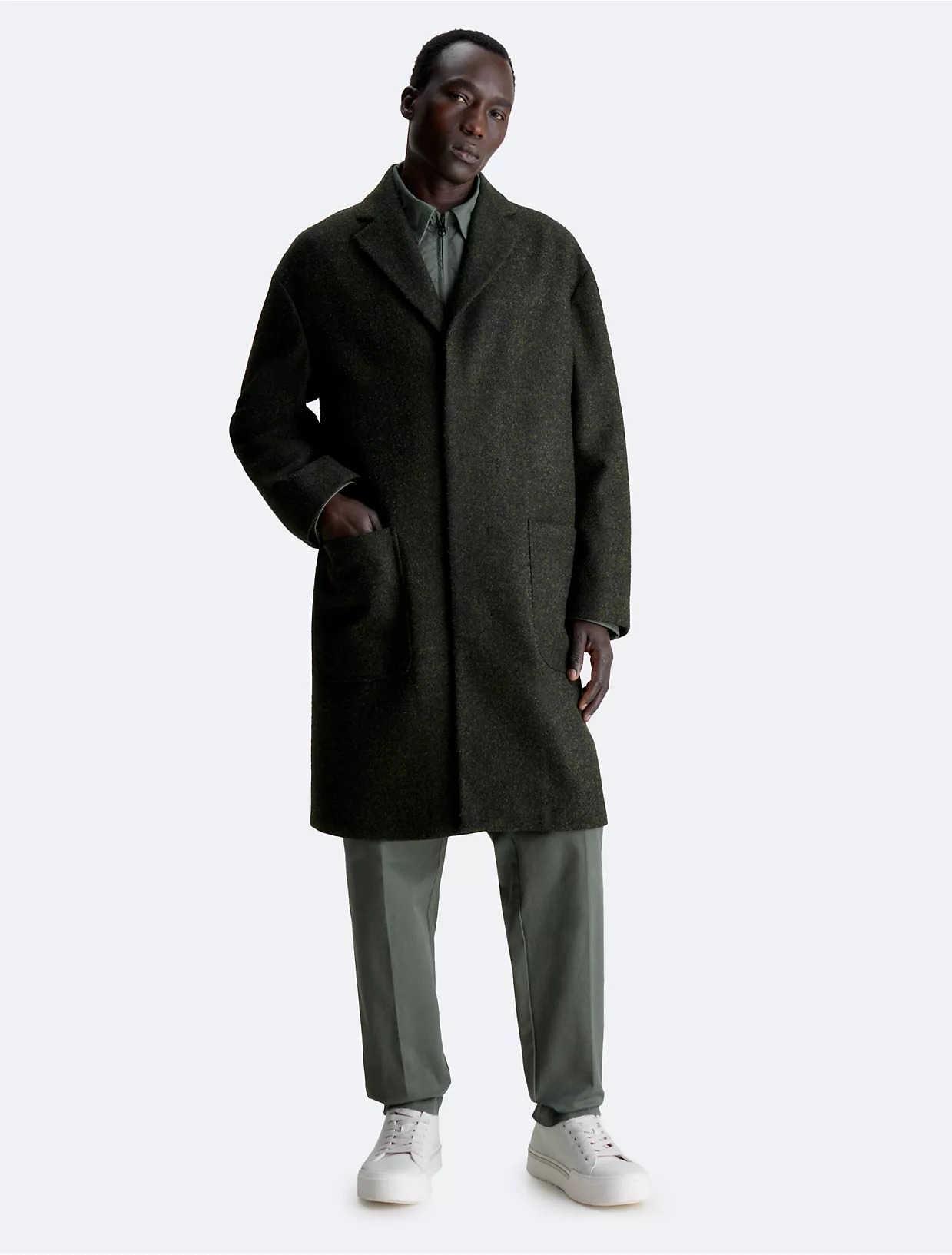 Пальто Calvin Klein Boucle Twill, темно-зеленый