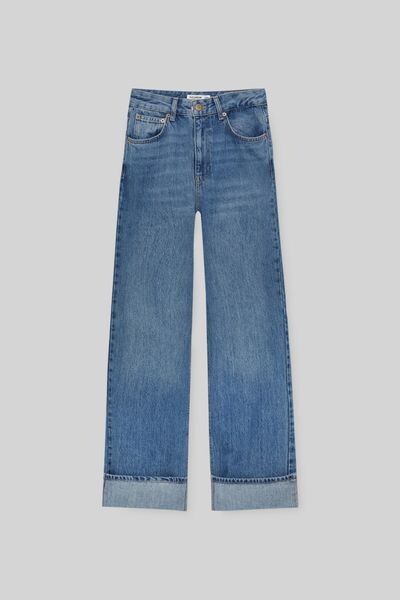 

Джинсы с завышенной талией и подворотами PULL&BEAR