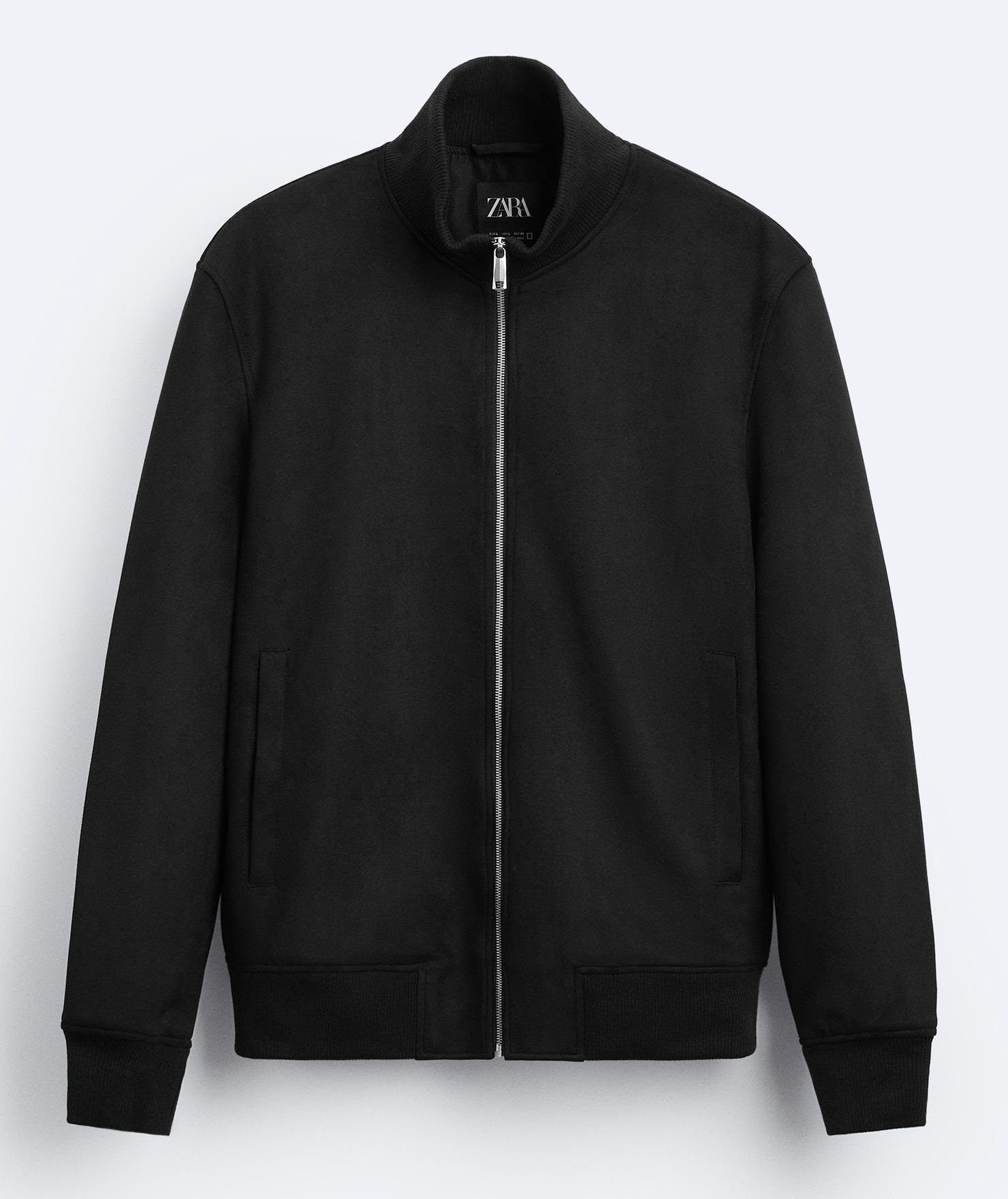 Куртка-бомбер Zara Faux Suede, черный куртка zara contrast faux suede черный