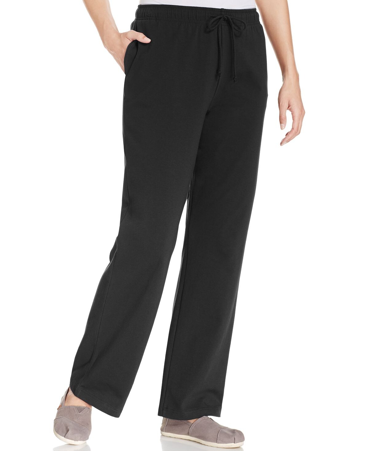 

Брюки petite active с завязками, созданные для macy's Karen Scott, мульти, Черный