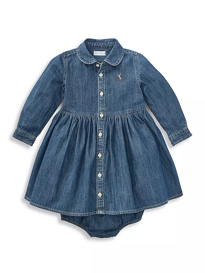 

Джинсовое платье-рубашка для маленьких девочек Polo Ralph Lauren, индиго