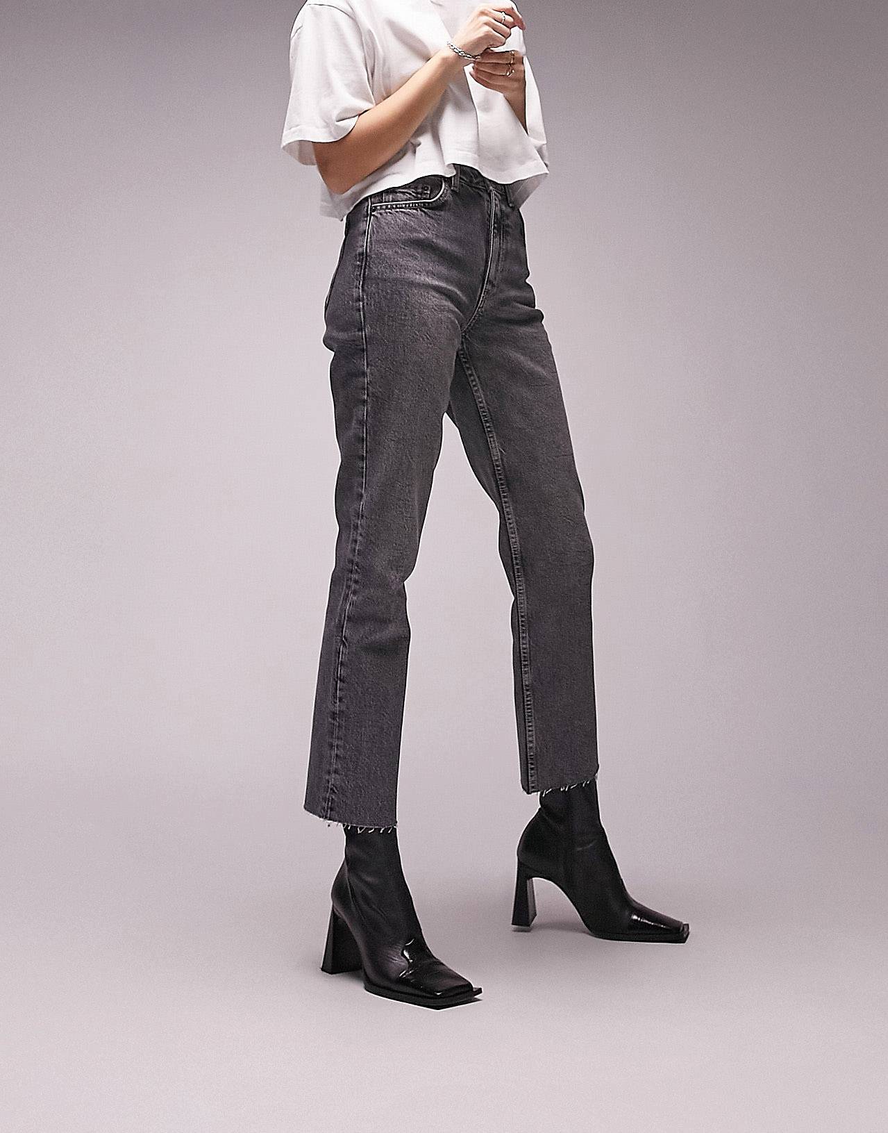 Темно-серые прямые джинсы Topshop джинсы kiabi темно серые 42 размер