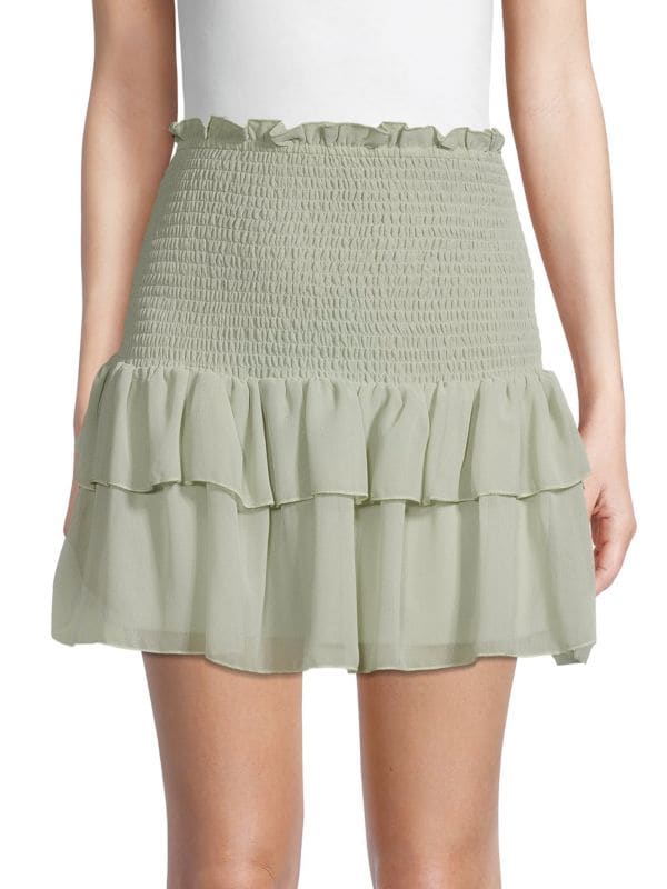 Присборенная ярусная мини-юбка RD style Dusty sage летняя милая женская юбка с завышенной талией корейская модная студенческая мини юбка для отдыха пляжная праздничная одежда