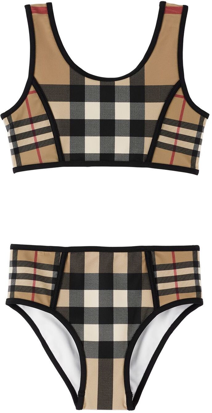 

Детское бежевое бикини в винтажную клетку Burberry
