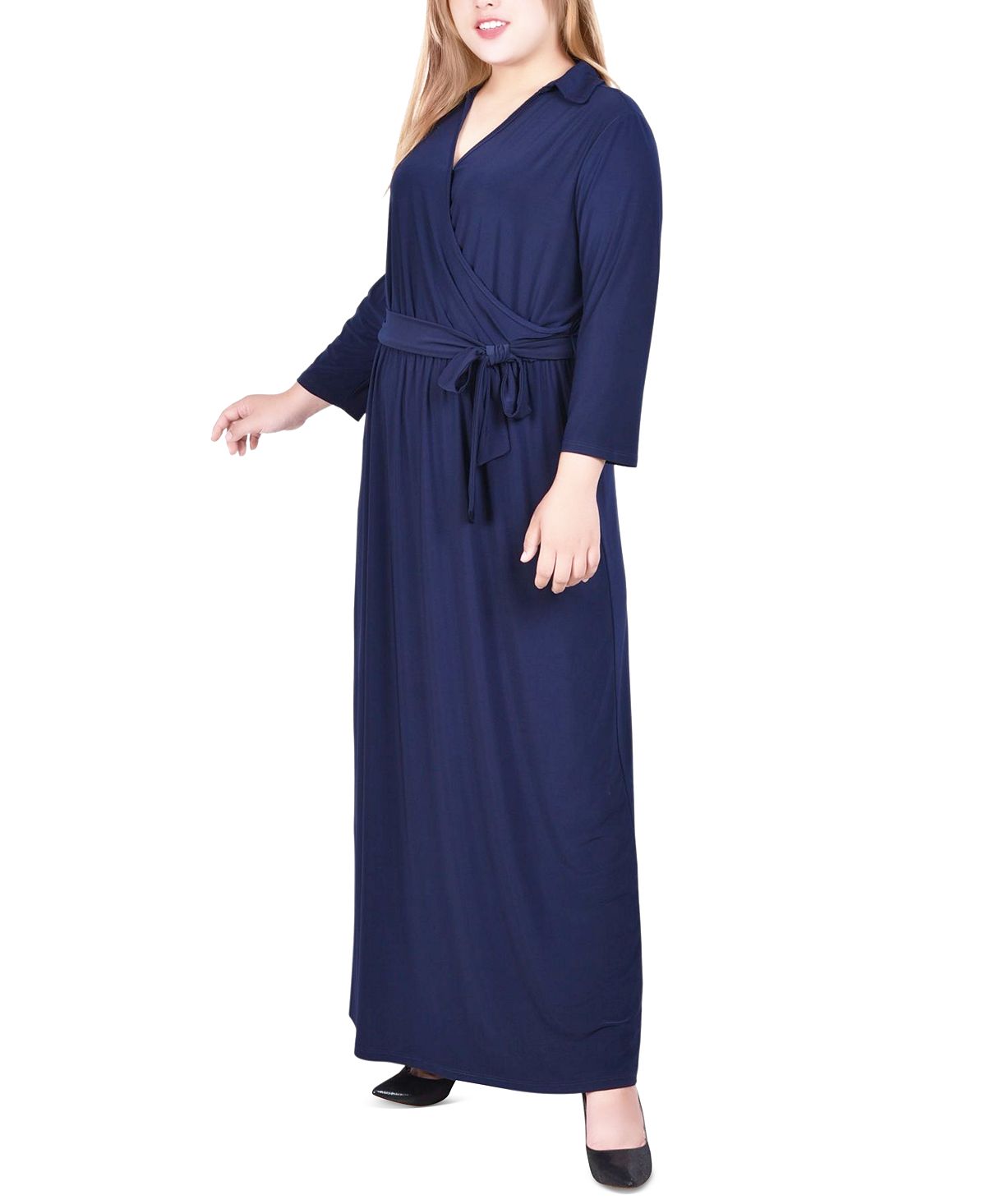 Плюс размер макси-платье с искусственным запахом NY Collection, синий