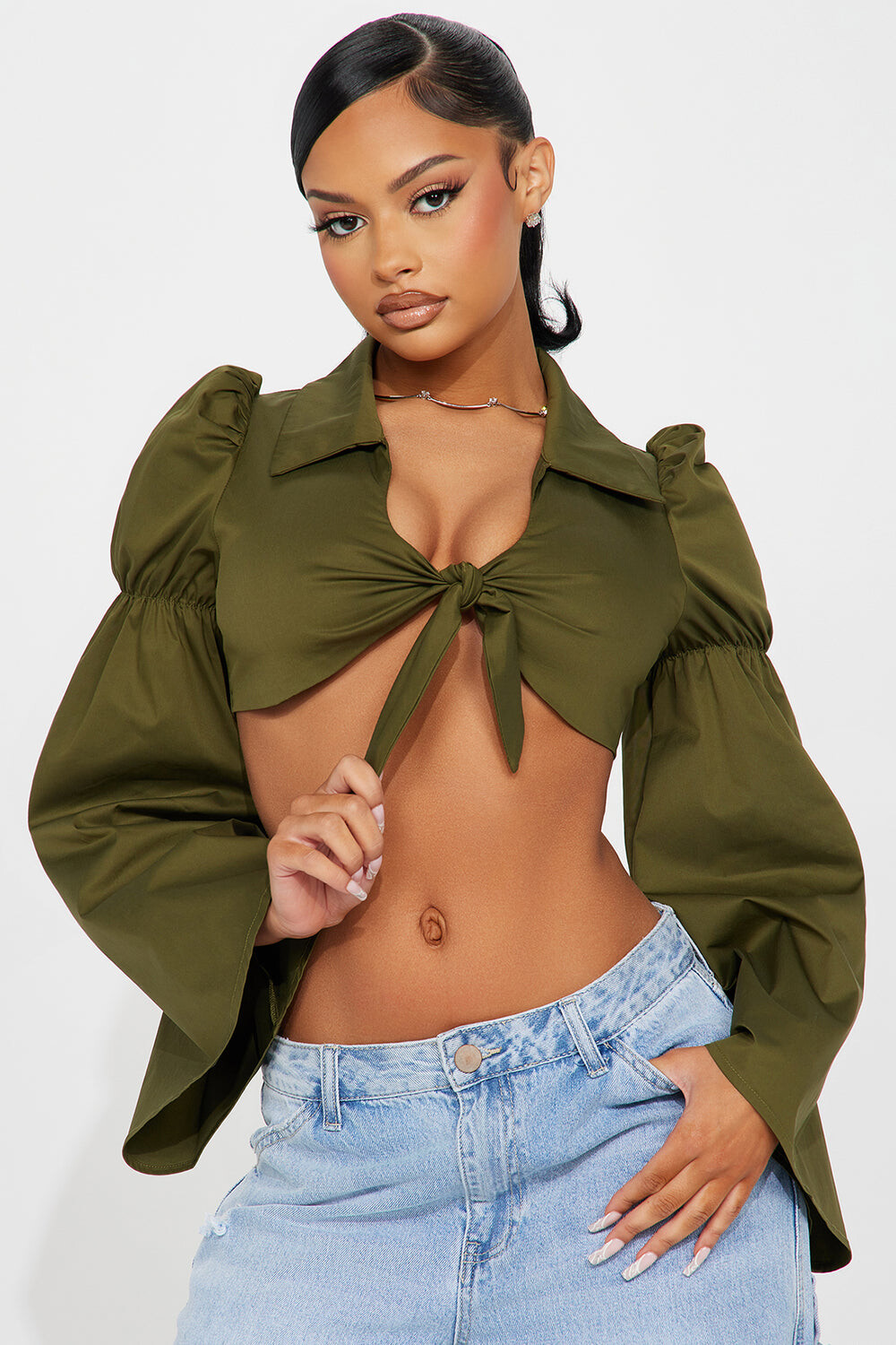 

Топ Fashion Nova 23GWQ3226, оливковый