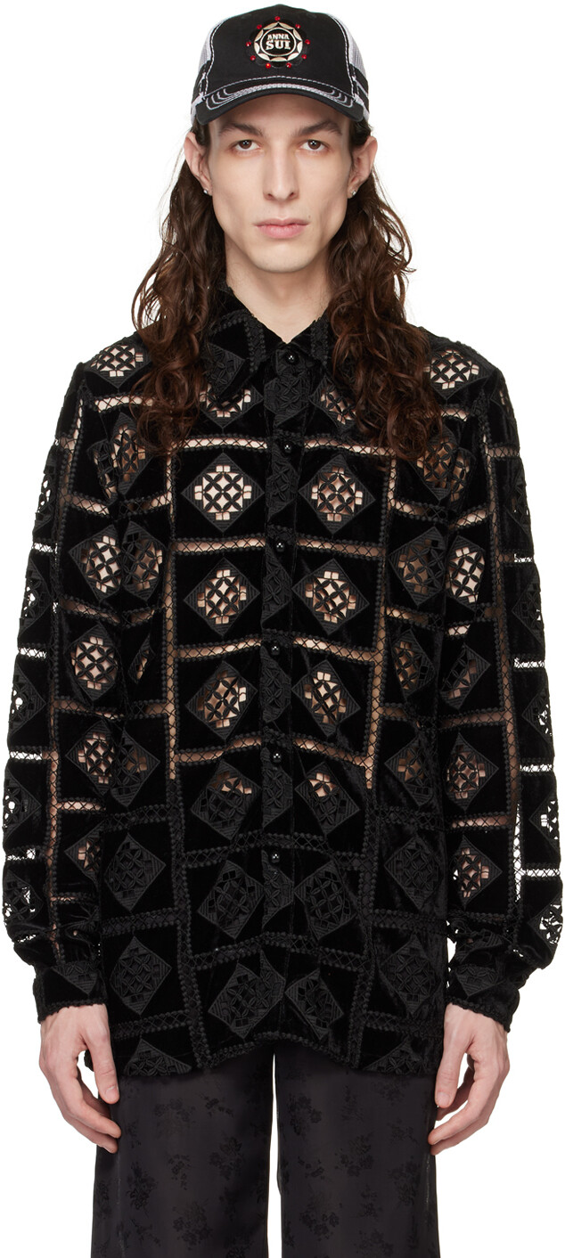 

SSENSE Exclusive Black Patchwork Diamonds Jacket Anna Sui, Коричневый