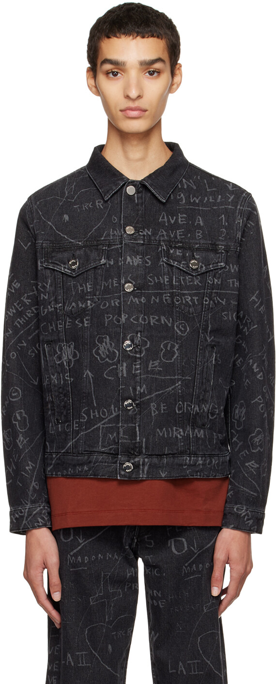 

Черная джинсовая куртка Jean-Michel Basquiat Edition Kentucky Cheese Popcorn Études, Черный