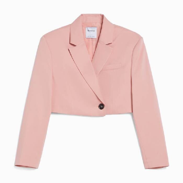 

Блейзер Bershka Сropped Tailored Twil, розовый
