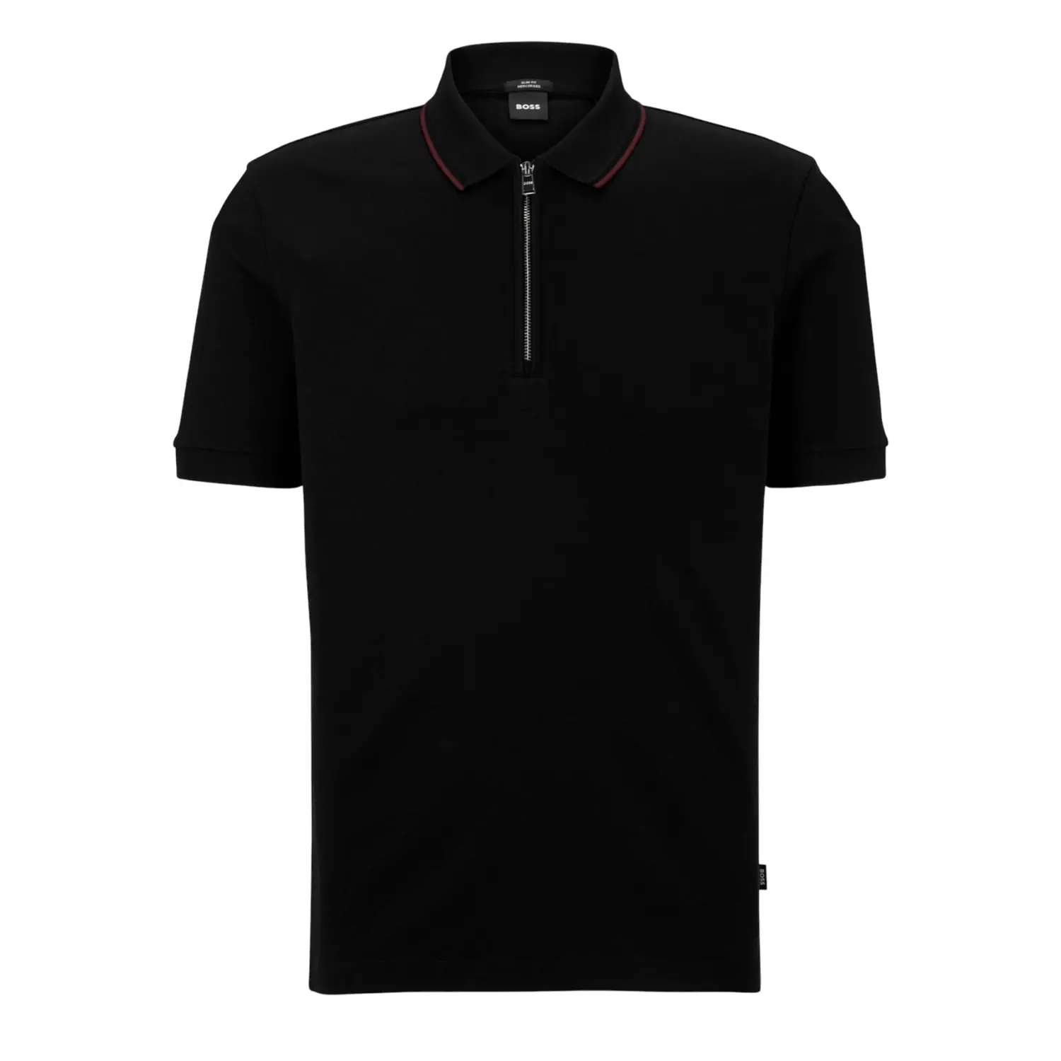

Рубашка-поло Hugo Boss Zip-neck Slim-fit In Interlock Cotton, черный