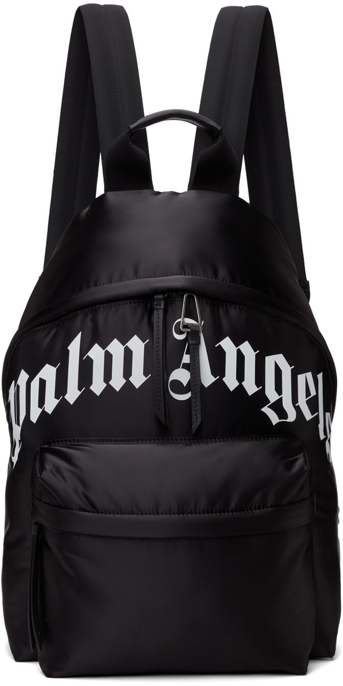 

Черный изогнутый рюкзак с логотипом Palm Angels