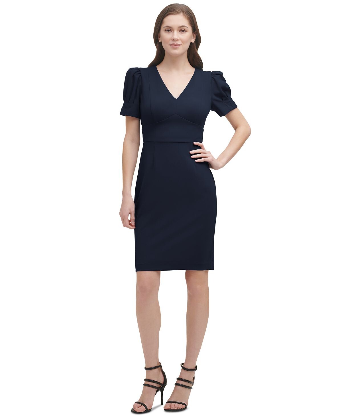Миниатюрное платье-футляр с пышными рукавами DKNY