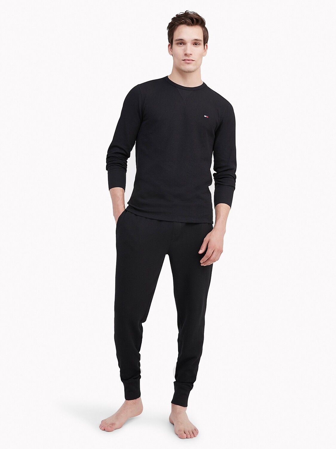 

Лонгслив Tommy hilfiger thermal crewneck, чёрный