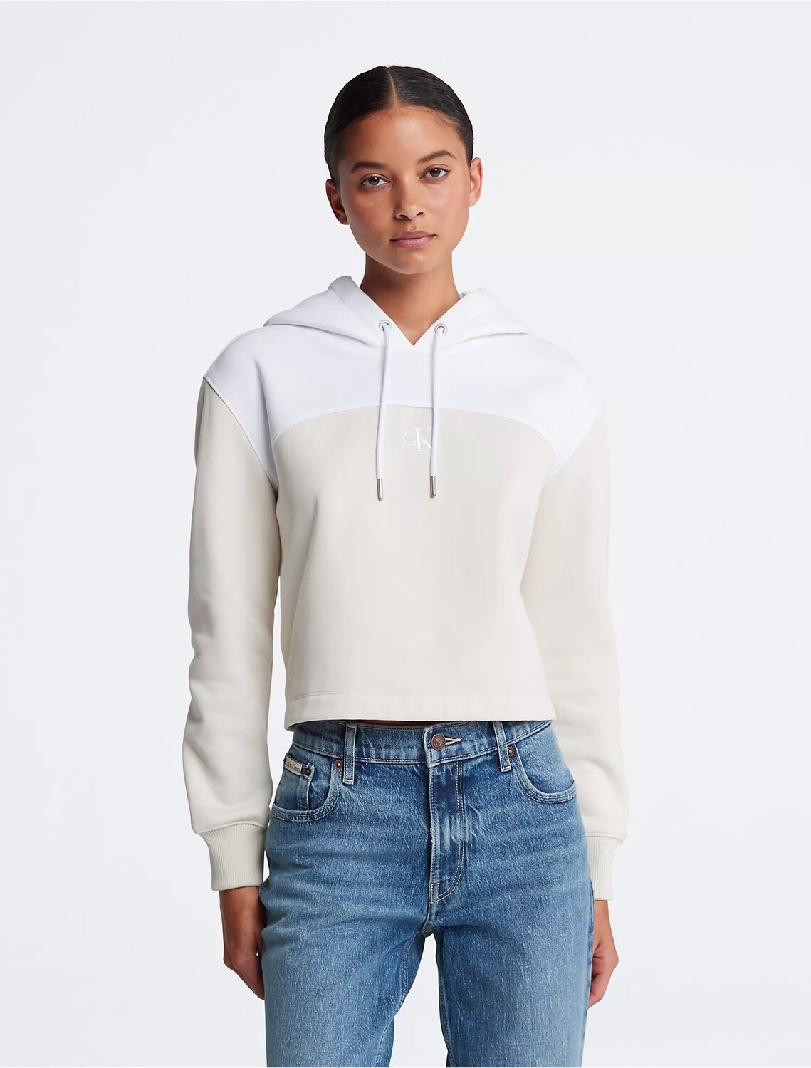 Толстовка Calvin Klein Color Block Monogram Logo, кремовый