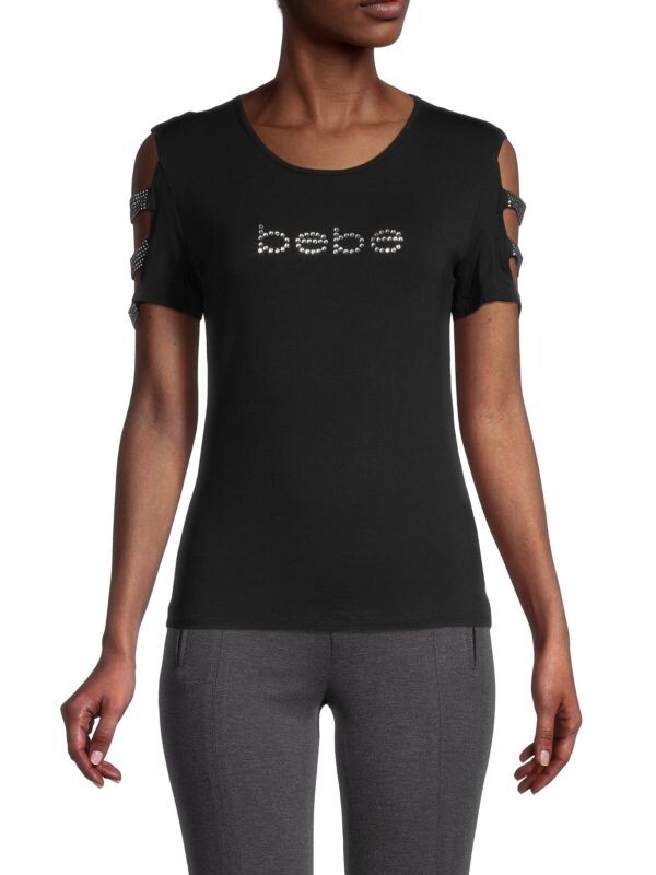 

Топ с декорированным логотипом Bebe Black