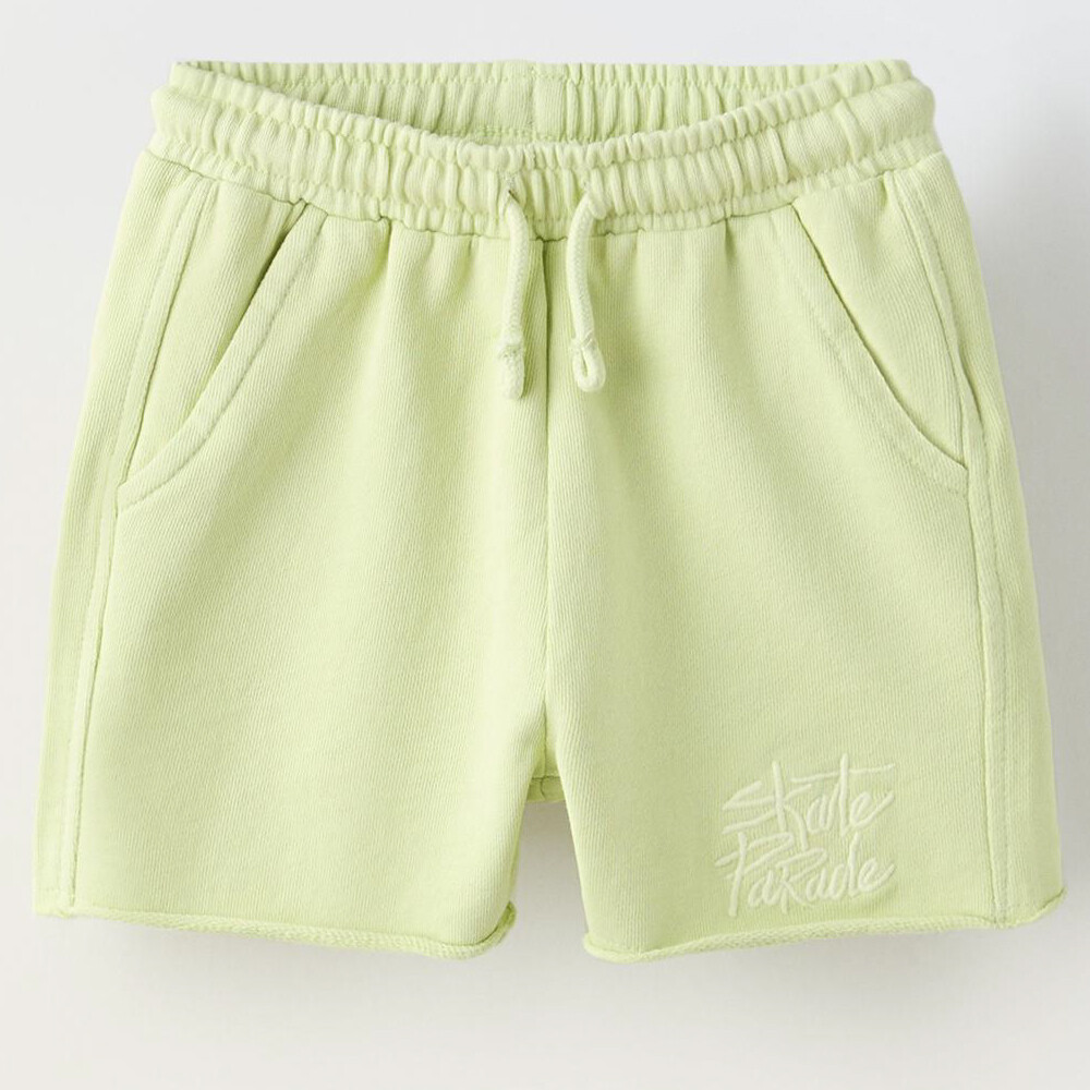 

Шорты Zara Plush Bermuda With Embroidered Slogan, салатовый, Зеленый
