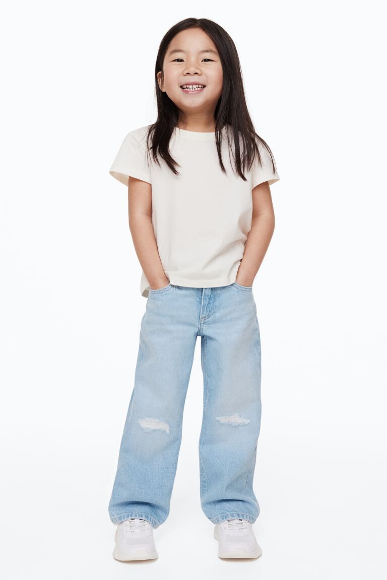 

Широкие джинсы H&M, светло-синий деним