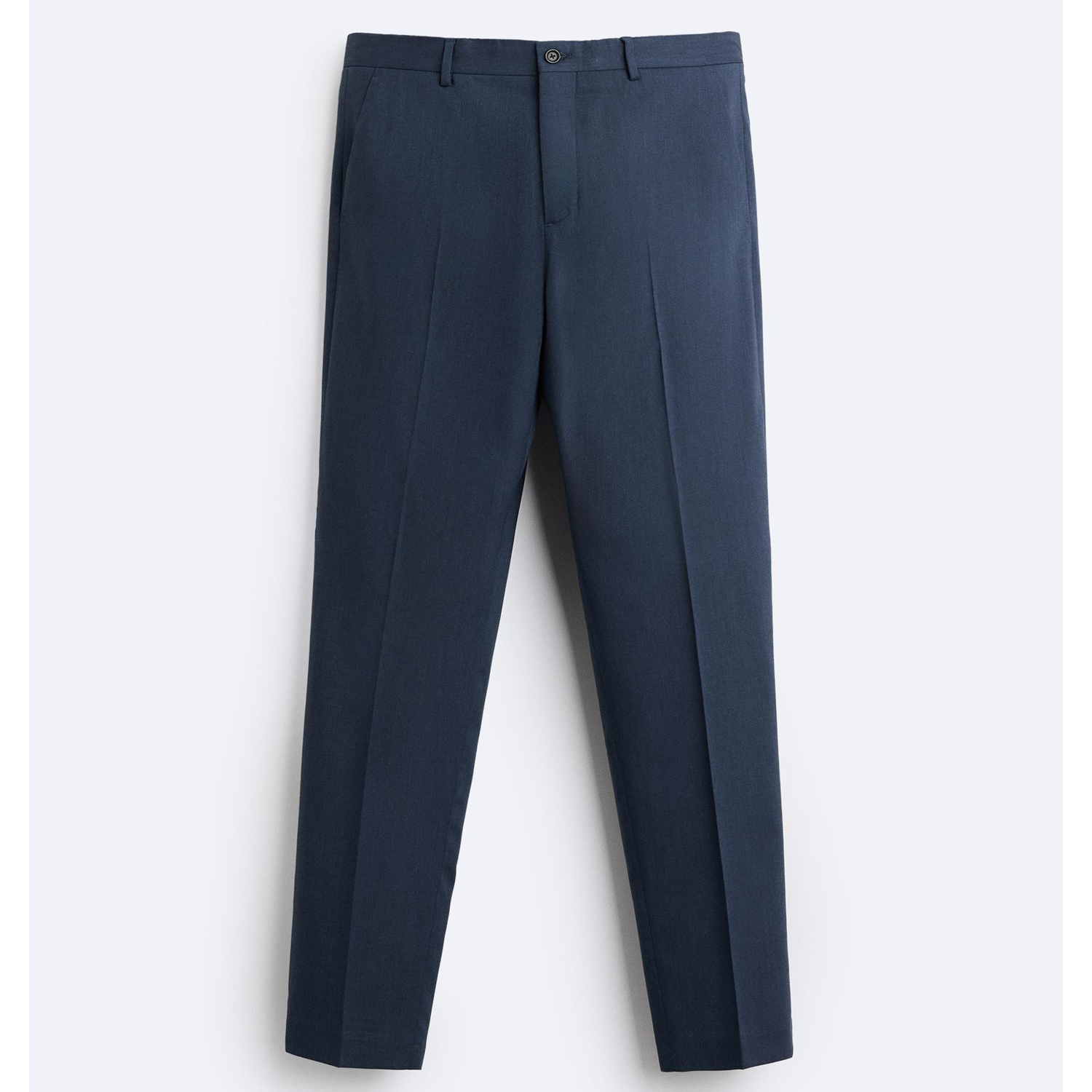 Брюки Zara Textured Suit, темно-синий брюки zara textured flare кремовый синий