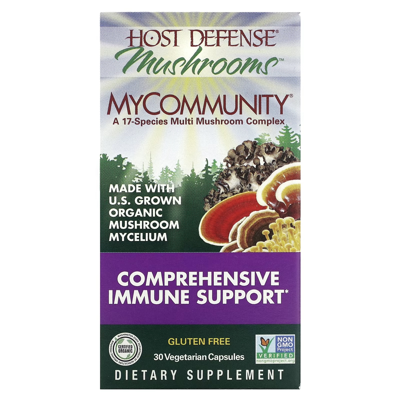 Комплексная Поддержка Иммунитета Fungi Perfecti Mushrooms MyCommunity, 30 вегетарианских капсул поддержка иммунитета 30 капсул natrol