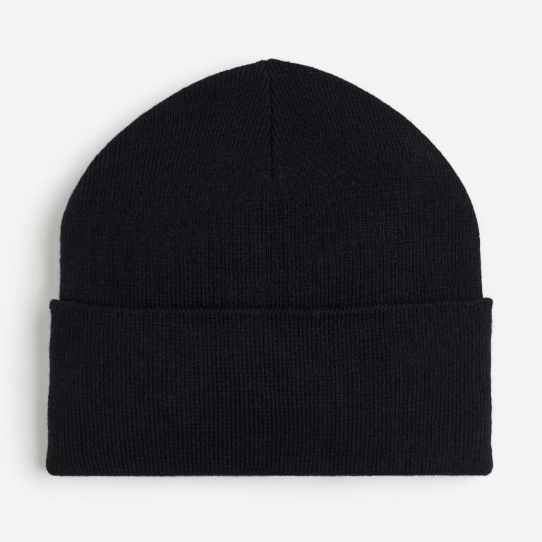 

Шапка H&M Fine-knit Beanie, черный
