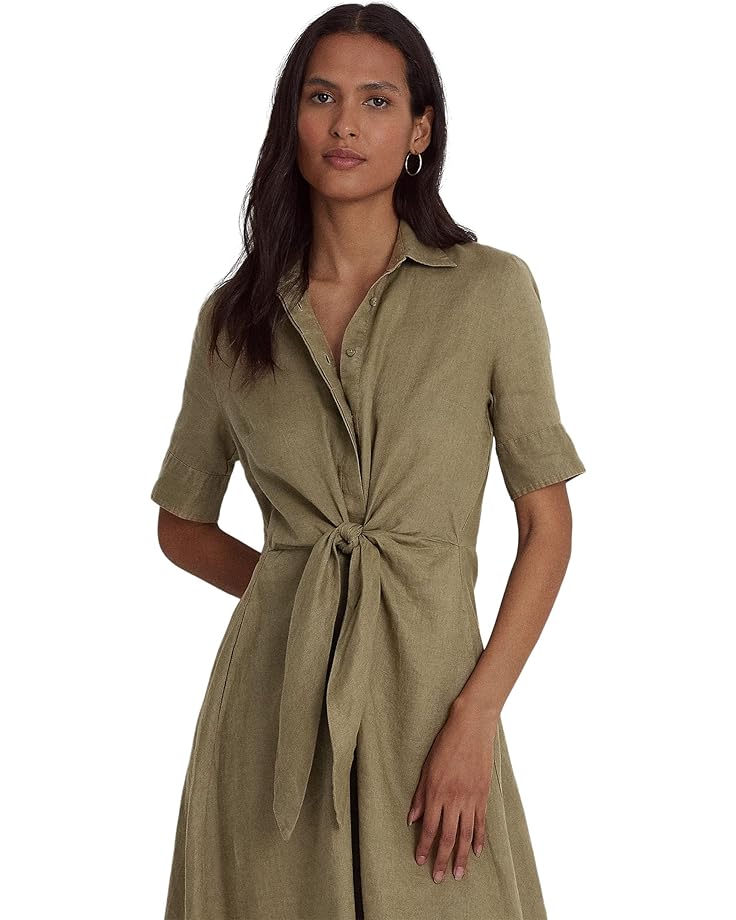 Платье LAUREN Ralph Lauren Linen Shirtdress, цвет Olive Fern
