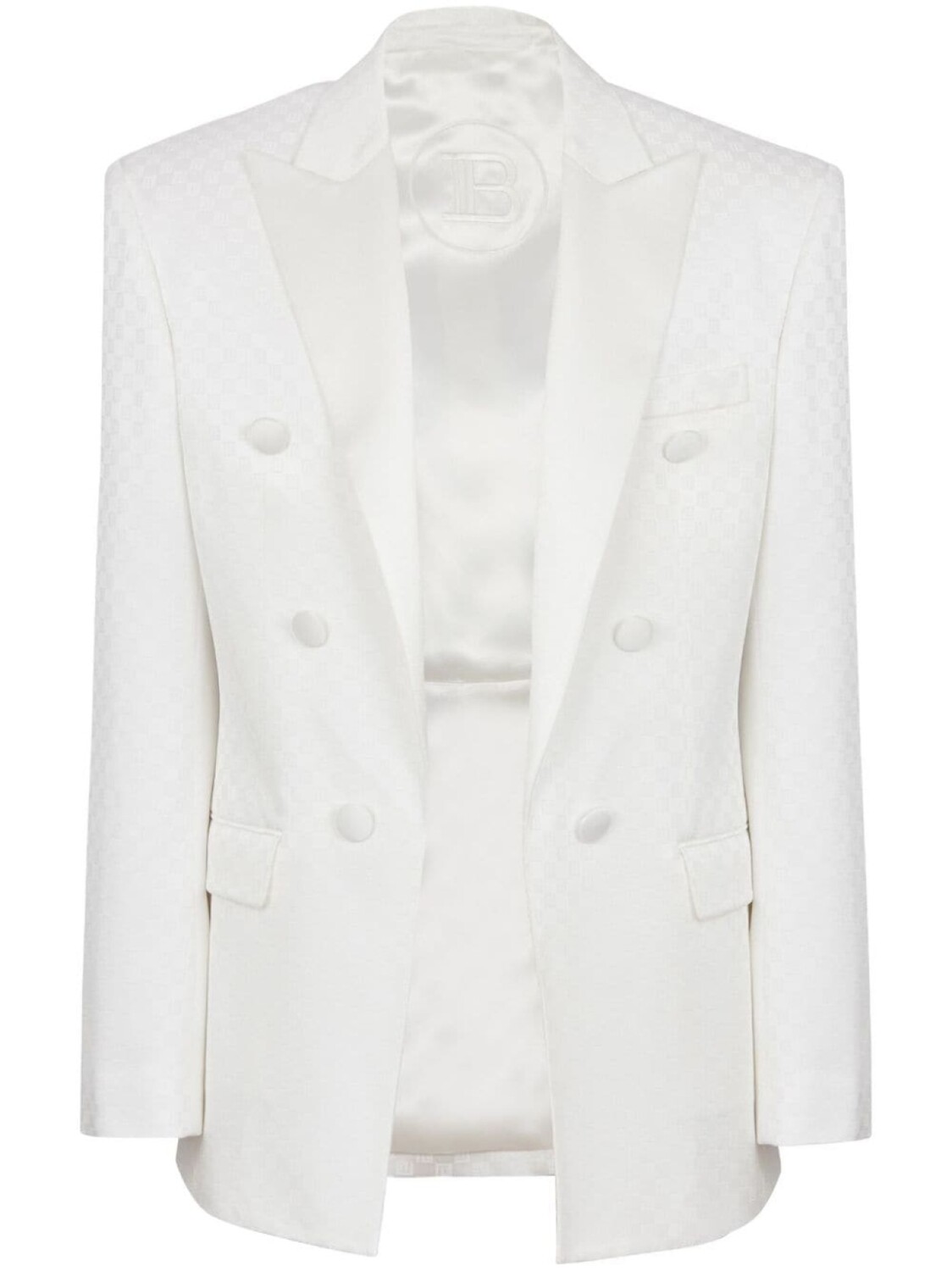 

Balmain атласный пиджак 6-Button с монограммой, белый