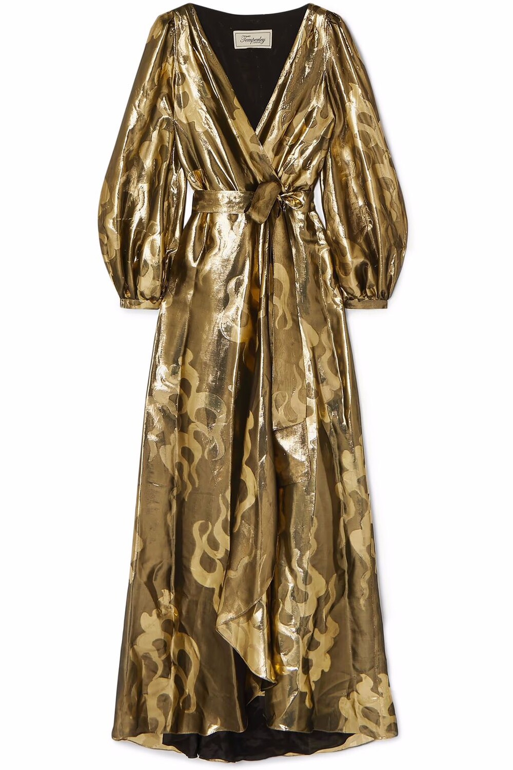 

Платье макси Eda из жаккарда с эффектом запаха и люрексом Temperley London, золото
