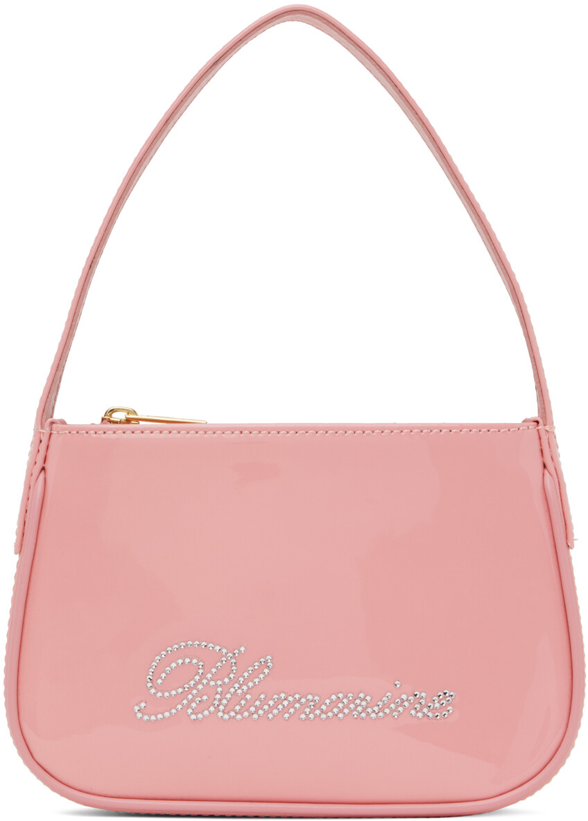 

Розовая сумка со стразами и логотипом Blumarine